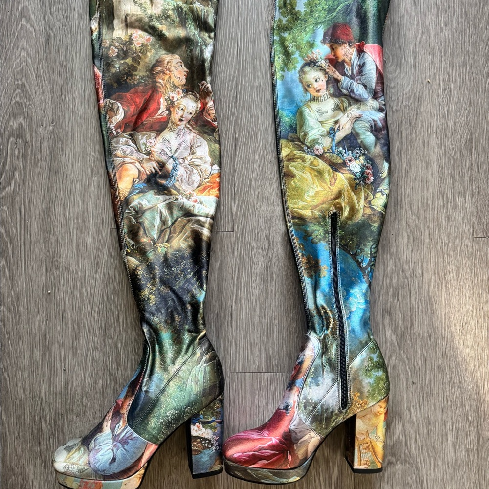 Current Mood Painting Thigh-High Boots - Dolls Kill